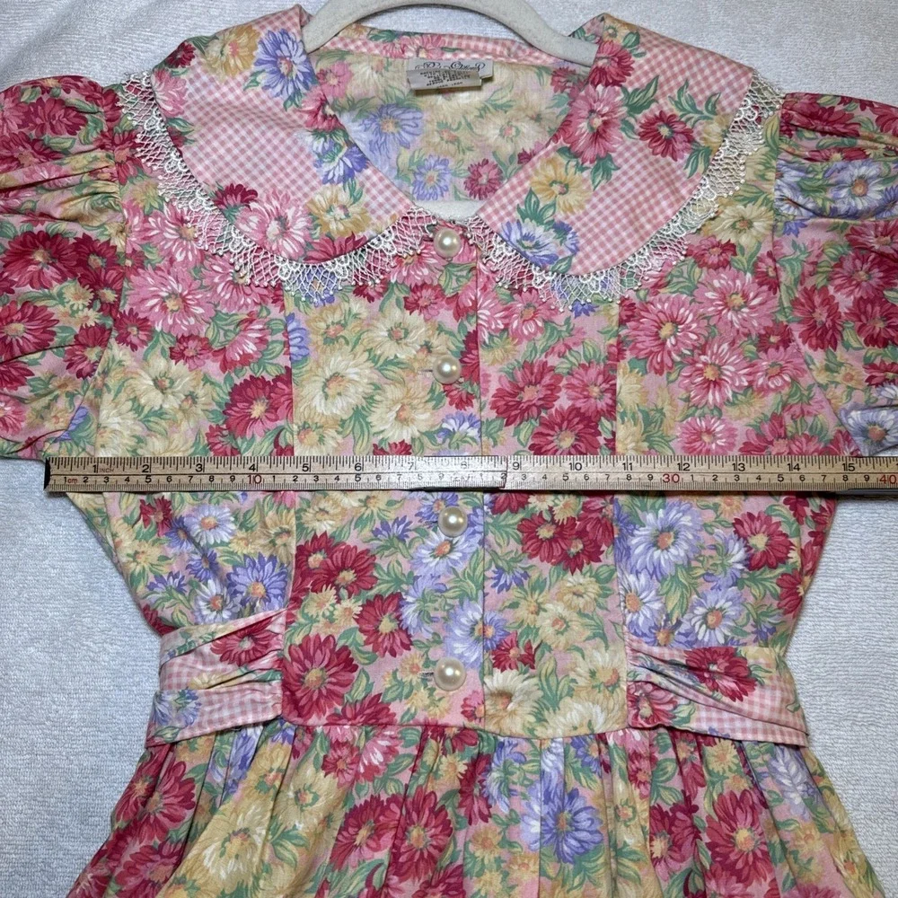 Vintage Rare Editions Girls 16 Floral Prairie Maxi Dress Cottagecore Puff Sleeve